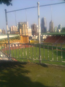 There is a stadium in the middle of the park.  Or maybe near the edge.  Directions have no meaning in Guangzhou.