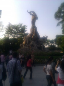 The Five Rams/Goats of Guangzhou!  Also, so many tourists, wtf.