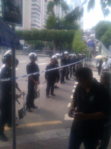 Some of the police line.